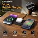 ZealSound Wireless Charging Pad, 3-in-1 Fast Wireless Charger with 36W Adapter for iPhone 17/16/15, Samsung Galaxy, AirPods & Galaxy Buds, Ultra-Slim PU Leather Charging Station for Home Office Travel