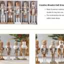 2 x 1 Set Christmas Nutcracker Ornaments Gold and Silver Glittered Christmas Soldier Nutcracker Wooden Figurine Collectible Decoration for Xmas Holiday Party Decor