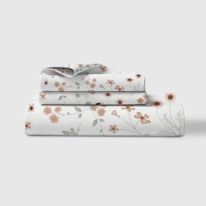 LINENWALAS 100% Cotton Queen Size Fitted Sheet Only, up to 17” Deep Pocket, Thick Strong, Breathable Crisp and Cool Premium Printed Bottom Sheet for Queen Size Bed (Crimson Floral)
