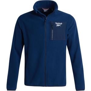 Reebok Mens Fleece Jacket - Lightweight Polar Fleece Zip Up Winter Softshell Jacket Men with Pockets for Hiking and Workout (Small, Batik Blue)