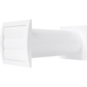 Repa Market 4 Inch Plastic Through Wall Ventilation kit  Adjustable  Louvered Dryer Vent Cover with Pipe and Duct Connector  White  Dryer exhaust vent with Built in Gravity Flaps and Guard Mesh