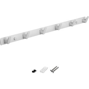 Coat Rack Hooks White, Heavy Duty Wall Mounted 21.25-inch, 6 Hooks White Hanger Hanging Hooks for Wall, Modern Hook Rack for Hat Purse Towel Bathroom, Solid Aluminum