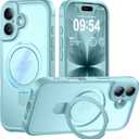 MOCCA Design for iPhone 17 Case, Compatible with Magsafe [Premium Invisible Magnetic Ring Stand] [Military Drop Protection] Full Camera Guard Translucent Matte Slim Phone Cover 6.3",Blue