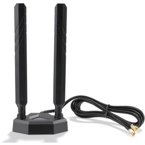 Eightwood WiFi 7 WiFi 6E Antenna Tri-Band 2.4GHz 5GHz 6GHz RP-SMA Antenna with Magnetic Base for Gaming PC Desktop Computer Motherboard PCIe Card, Wireless Router Modem