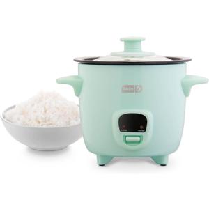 Dash Mini Rice Cooker - Designed for Single-Serve Cooking - Compact Rice Cooker with Nonstick Removable Pot, Keep Warm Function & Easy-to-Clean Sleek Design - Aqua