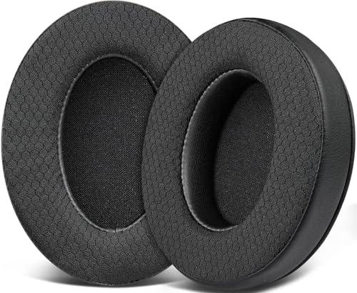 SOULWIT Mesh Fabric Replacement Earpads Cushions for HyperX Cloud 1/2/3/Pro/Core/Flight/Flight S/Stinger/Stinger S, CloudX Stinger/Stinger Core/Flight Headsets - Black