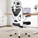 Ergalithic Ergonomic Office Chair - Computer Desk Chair with Adjustable Lumbar Support - 300lbs Executive Desk Chair High Back with Headrest Flip-Up Arms for Long Hours, Rolling Chair (White Black), Pack of 1