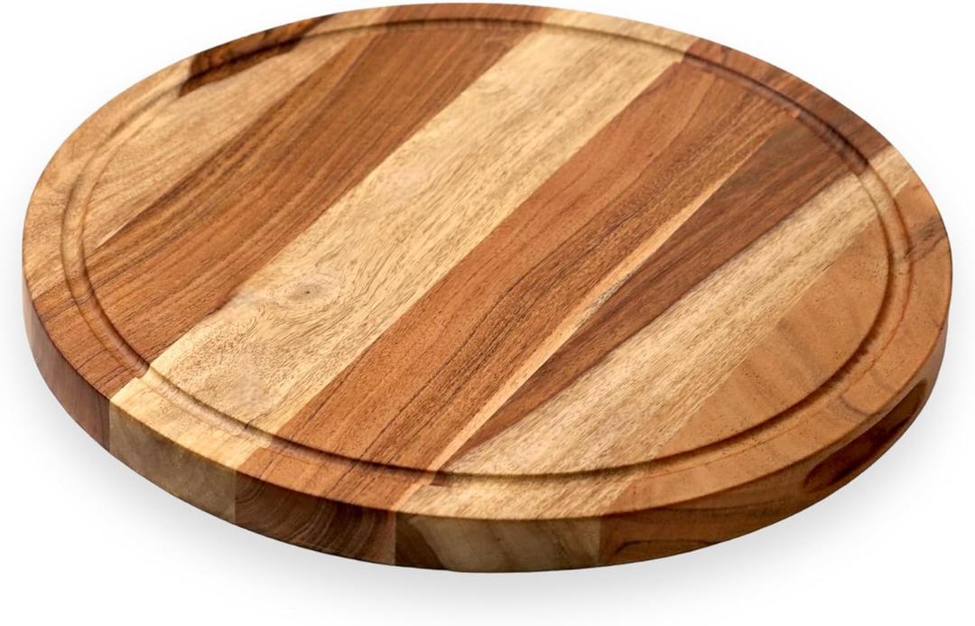 Vesta Homes Large Wooden Round Chopping Board, Cutting/Serving Board, Charcuterie, and Cheese Board for Kitchen | Natural Acacia Wood | 15 * 15 * 1 Inches | Handcrafted in India