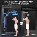 Veken 11.8" Rain Shower Head with Handheld, High Pressure Handheld Shower Heads with Multi Spray Modes, Rainfall Combo with 15" Metal Extension Arm, Detachable Dual Shower, Long 6 ft. Hose,Matte Black