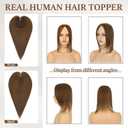 Rich Choices Hair Toppers for Women Real Human Hair Remy Hairs Toppers Hairpieces for Women with Thinning Crown Wispy Clip in Topper 10 Inch No Bang-#4 Medium Brown