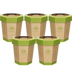 5 Pack Cardboard Trash Cans (3-Gallon) Reusable, Foldable, Recyclable, Plastic-Free Trash Bins & Outdoor Emergency Toilet for Kids - Garbage Cans ideal for Bedroom, Room, Office Indoor & Outdoor Use