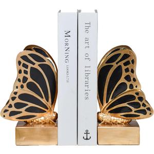 Vintage Brass Butterfly Bookends,Resin Book Ends for Shelves,Heavy Duty Decorative Bookends,Creative Book Stopper Holder Decor for Desk Home Office,Shelf Decoration,Gifts for Mother's Day