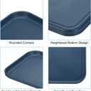 PATIKIL Plastic Fast Food Serving Tray, 6 Pcs 12.2" x 8.9" Reusable Rectangular Cafeteria Serving Platter for Party Kitchen Restaurant, Dark Blue