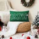 OTOSTAR Christmas Pillow Covers 16x24 Inch Merry Christmas Green Throw Pillow Cover Winter Holiday Lumbar Cushion Case Decoration for Sofa Couch (Green)