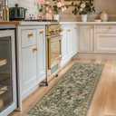 jinchan Eden Floral Washable Runner Rug 2x6 Vintage Hallway Rug Non-Slip Lightweight Soft Thin Kitchen Low Pile Distressed Orange Green Carpet for Bathroom Laundry Room Bedroom Entryway