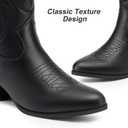 Dodow Womens Cowboy Boots Western Cowgirl Pointed Toe Zipper Mid Calf Boots Black Size 7.5