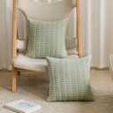 Home Brilliant Decorative Spring Pillow Covers 20x20 Green Pillow Covers Corduroy Throw Pillow Covers for Bed Sofa Couch Chair Living Room Decor, Set of 2, 20 x 20 inch, Light Green