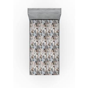 Ambesonne Abstract Fitted Sheet, Ethnic Style Stripe Shape Pattern on Spray Like Colored Backdrop, Decorative Soft Fabric Bedding All-Round Elastic Pocket, Twin XL Size, Off White and Charcoal Grey