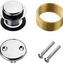 BlueStars Tip-Toe Tub Trim Kit with Two-Hole Overflow Faceplate – Fits US Standard Sizes 1.40”-1.50” – Complete Kit with Fine/ Coarse Threads – Universal Bathtub Conversion – Chrome Plated
