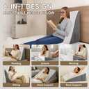 TBXONMOW Wedge Pillow for Sleep Apnea Bed Wedge Pillow Headboard Set for After Surgery,Sleeping,Gerd Acid Reflux Relief,Back Pain Relief Triangle Pillow for Adult,Neck Pain,Anti Snoring,Back Support (24*24*8IN, Whtie/Grey)