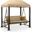 Garden Winds Custom Fit Replacement Canopy Top Cover Compatible with The Sullivan Point Swing - Classic Sand Beige, Riplock 350