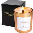 Benevolence LA Lemongrass & Basil Wood Wick Candles | Soy Candles, Black Candle for Home | Gifts for Women and Men | Home Fragrance | Aromatherapy | Shelf Decor, Bathroom Freshener | 8oz, 45 Hour Burn