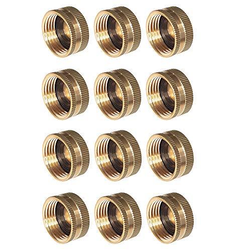 HQMPC Brass Hose Cap Garden Hose End Female 3/4"GHT 12Pcs Garden Hose Female End Brass Fitting Caps Set