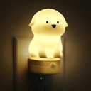 L LOHAS LED Plug in Night Light for Kids, 3D Cute Puppy Night Lights with Dusk to Dawn Sensor, RGB+Soft White 3000K Dog Night Light, Christmas Birthday Gift Nightlight for Kids, Room Decor