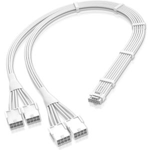 EZDIY-FAB GPU Power Sleeved Cable Extension, 16pin(12+4) 12VHPWR PCIe 5.0 Connector Male to 4X PCIE 8 PIN for RTX 3090Ti/RTX4090/RTX4080, with Pre-Installed Cable Combs-16AWG/Pure White