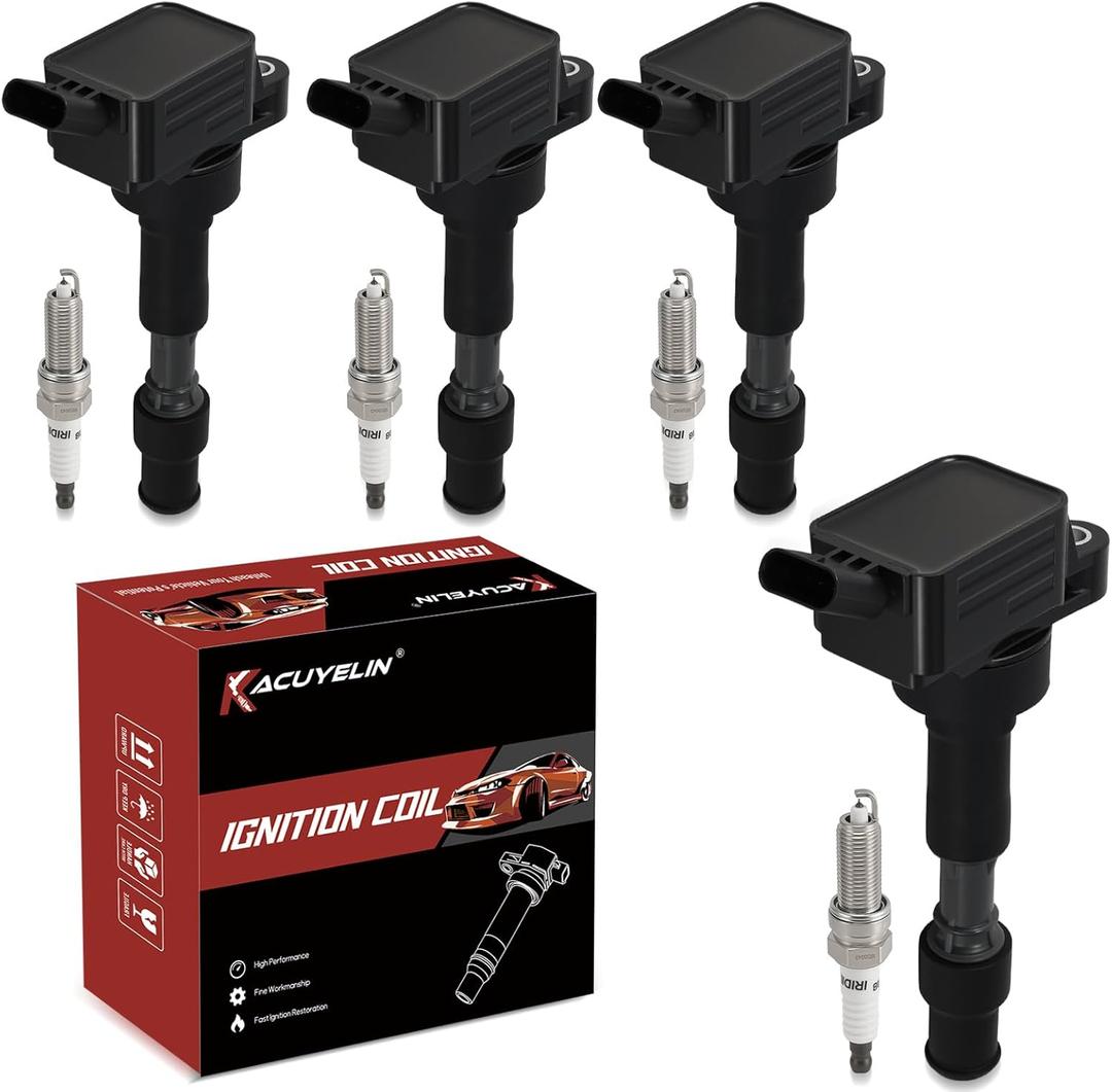 UF816 Ignition Coil Pack and Iridium Spark Plugs Set of 4 Compatible with Hyundai Elantra Kona Sonata Kia Soul Forte Forte5 Optima 2016-2022 2.0L Replaces#27300-2E601 49137 GN10877