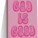 Pink Preppy Christian Wall Decor - God is Good Aesthetic Wall Decor for Women, Woman, Teen Girls - Vintage Retro Religious Gifts - Funky Chic Home Print Trendy Stuff - 70s Cute Bedroom God Art (Multicolour 0141)