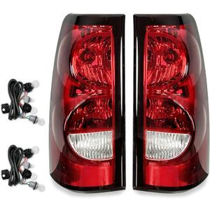 Silverado Tail Lights Compatible With 2003-2006 Chevy Silverado 1500/1500HD 2500/2500HD 3500 Driver and Passenger Side OE Style Rear Brake Lamps, Bulb and Harness Included (OEM Style)