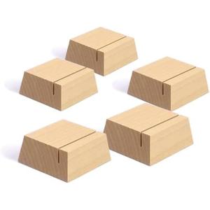 UNIQOOO Elegant Birch Wood Stand |1.2mm Slot, for Wedding Table Number Cardstock, Place Card Holder, Photo Display Stand, Small | for Event Decor, Retail Shop, Cafe Restaurant Menu, Business Card, Name Tag, 12 Pack