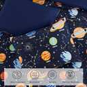 Wink Deer Twin Comforter Set for Boys-5 Pieces Space Glow in the Dark Twin Bedding Sets for Kids, Ultra Soft Bed in A Bag with Sheets