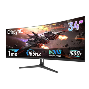 34 Inch Ultrawide Curved Gaming Monitor - WQHD 3440x1440p, 165Hz, 120% sRGB, FreeSync, VESA Mountable (DP&HDMI Cable Incl.) - Immersive PC Monitor for Gamers & Professionals, Black