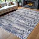 KOZYFLY Rugs for Living Room 8x10 Modern Ombre Living Room Area Rug, Washable Large Thin Rugs Non-Slip Soft Striped Rug for Bedroom, Print Grey-Blue Abstract Carpet for Laundry/Kid Room