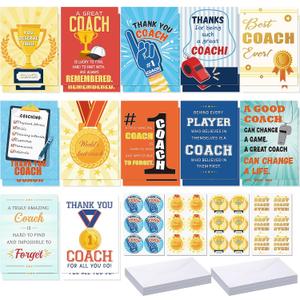 24 Sets Coach Thank You Cards with Envelopes Coach Gifts Thank You Card for Football Baseball Soccer Softball Basketball Teacher Appreciation Gifts
