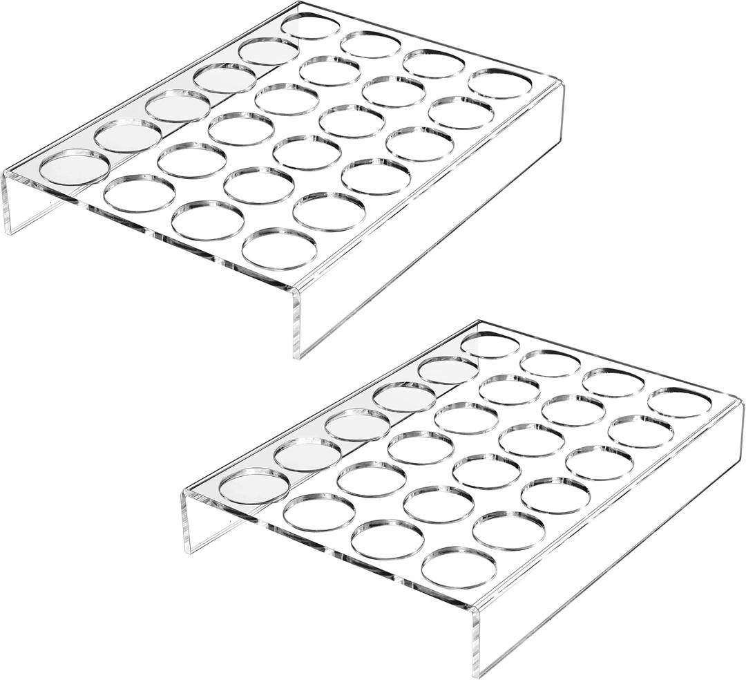IEEK 2 Pack of 24 Slots Flat Countertop Coffee Pod Holder,K Cup Drawer Holder Organizer for Office and Kitchen,Clear Acrylic K-Cup Organizer Tray,Compatible With KCup Pods