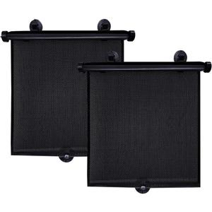 2 PCS Car Side Window Sun Shade, 19.7"19.7" Retractable Roller Auto Sunshade Blocks Sun Glare & UV Rays, Vehicle Mesh Window Shades for Baby, Universal Car Accessories (Black) (XL (1919 IN))