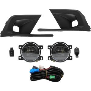 Front Bumper Fog Lights Assembly Compatible with 2022 2023 2024 Civic Pair Fog Lamps w/Wiring Switch Bezel Left & Right