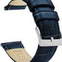 12mm Navy Blue - BARTON Alligator Grain - Quick Release Leather Watch Bands