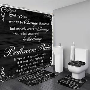 AZHM Black Spellbook Shower Curtain Set Home Bathroom Set with Shower Curtain and Rugs and Accessories Bathroom Decor