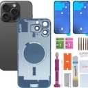 Back Glass Replacement for iPhone 16 Pro Max(6.9 inches,Black Titanium) Integrated Glass & Magnet & Metal Phase Ring Repair Tools are Included