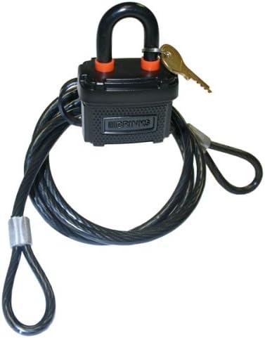 Brinks 3020-029-4T Outdoor Padlock, Covered with 4' Coated Flexible Steel Cable, 3/8'' Diameter