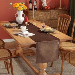 Soft Velvet Table Runner Simple Solid Color Table Runner Machine Washable Dresser Scarves for Living Room Wedding Party Kitchen Baby Shower Home Decor Dark Brown 13"x94"