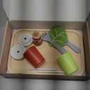 BUYGER Play Food Sets for Kids Kitchen, Wooden Fast Food Hamburger Play Set, Pretend Play Kitchen Accessories Toy Food Gifts for Ages 3 4 5 Years Old Toddler Kids Boys Girls