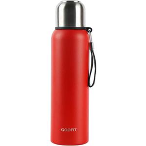 GOOFIT Insulated Water Bottle with Carrying Strap, Metal Stainless Steel Kids Water Bottle, Double-Walled Vacuum Thickened Design BPA-Free, Fits in Travel and Sports,27Oz Red