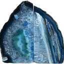 Nature's Decorations Agate Bookends - A Quality Blue Geode with Non-Skid Rubber Bumpers for Shelves, Office, Home Decor - Heavy Duty Cool Crystal Stone Book End Pair for Decoration (3-4 LB)