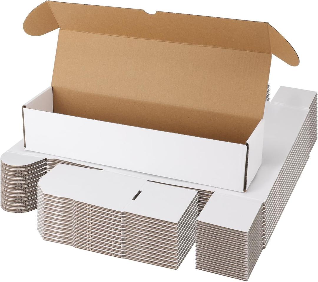 Bulk 1200 Capacity Trading Cards Storage Box, in Total 25 Pack Brown White Cardboard Shipping Boxes for 30000 Count 12pt 2.5x3.5 inch Cards or Sleeved Cards