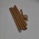 Wood Curtain Rods for Windows 48 to 84 Inch,1'' Diameter Drapery Rods with Imitation Wood Grain Leaf Pattern Finials,Boho Adjustable Heavy Duty Curtain Rods Set,36-88'',Color:Natural Wood
